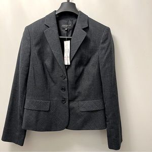 NWT Jones New York Charcoal Gray Plaid Olivia Blazer Fitted Suit Blazer US 10